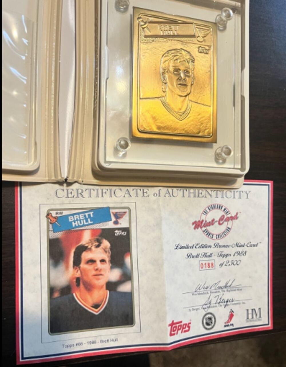 Brett Hull 1988 Topps Highland Mint Limited Edition Bronze Mint-Card #188/2500